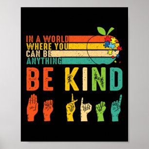 Be Kind Asl Sign Language Hand Autism Awareness Ki