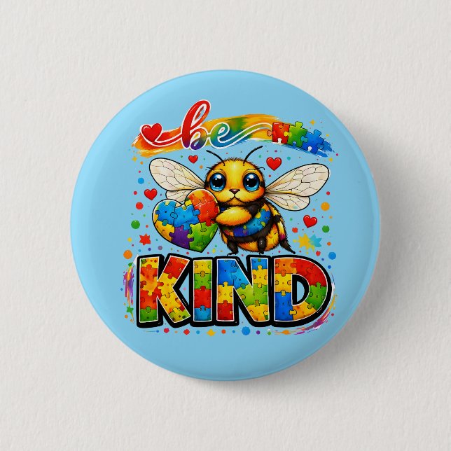 Be Kind Autism Awareness 2 Inch Round Button (Front)