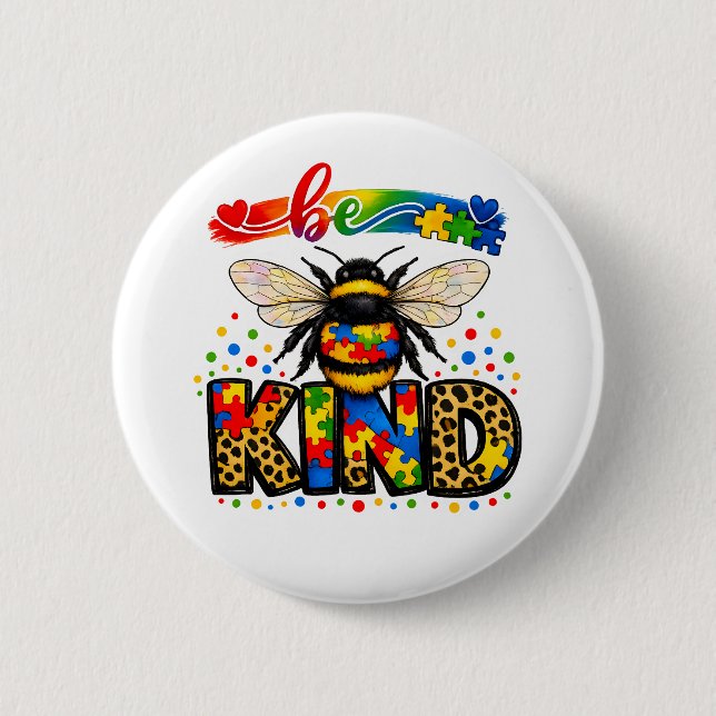 Be Kind Autism Awareness 2 Inch Round Button (Front)