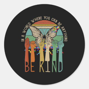 Be Kind  Autism Awareness ASL Mom Teacher Kindness Classic Round Sticker