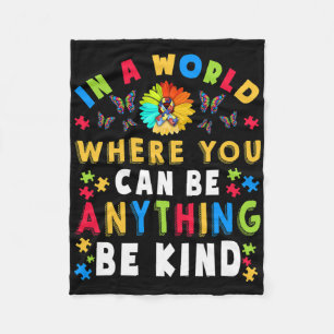 Be Kind Autism Awareness Asl Mom Teacher Kindness Fleece Blanket