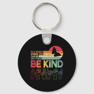 Be Kind Autism Awareness Asl Mom Teacher Kindness Keychain