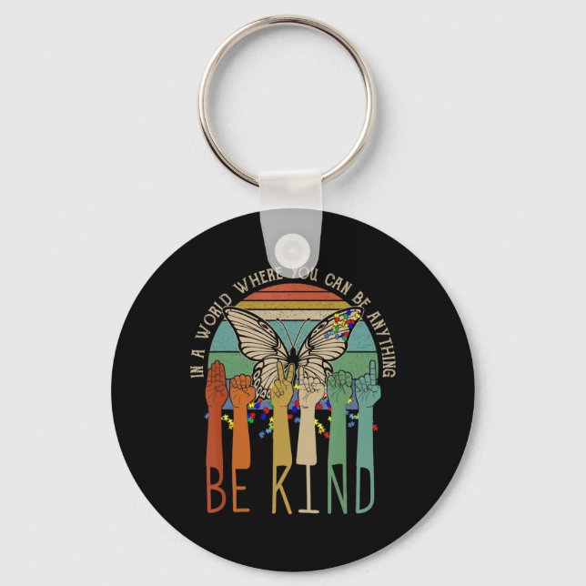 Be Kind  Autism Awareness ASL Mom Teacher Kindness Keychain (Front)