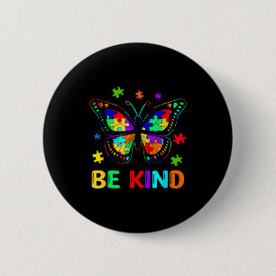 Be Kind Autism Awareness Butterfly Piece Puzzle Wo 2 Inch Round Button