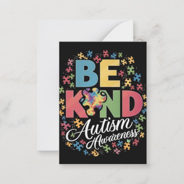 Be Kind Autism Awareness Colourful Design Card (Front)