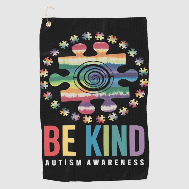 Be Kind Autism Awareness Colourful Design Golf Towel (Front)