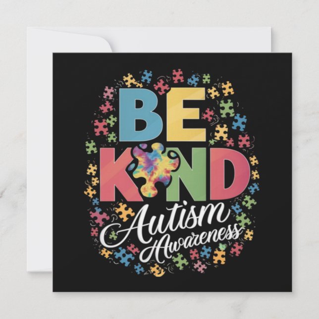Be Kind Autism Awareness Colourful Design Holiday Card (Front)