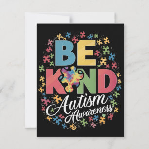 Be Kind Autism Awareness Colourful Design Thank You Card