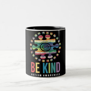 Be Kind Autism Awareness Colourful Design Two-Tone Coffee Mug