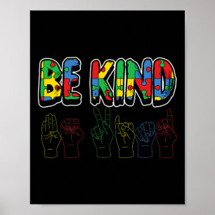 Be Kind Autism Awareness Cute Boys Girls Toddlers  Poster
