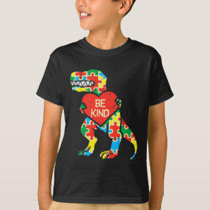 Be Kind Autism Awareness Dinosaur Boys Girls Toddl T-Shirt