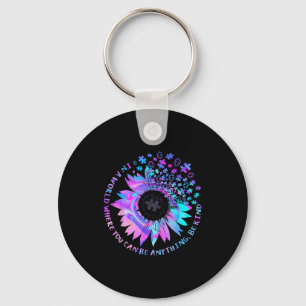 Be Kind Autism Awareness Kindness Sunflower Tie Dy Keychain
