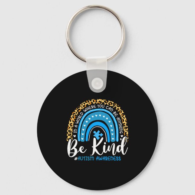 Be Kind Autism Awareness Leopard Choose Kindness R Keychain (Front)