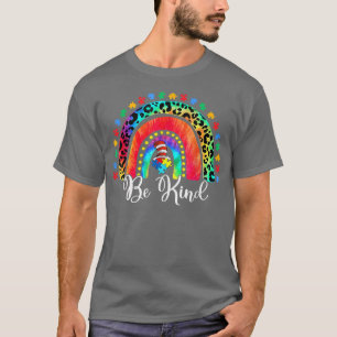 Be Kind Autism Awareness Leopard Rainbow Autistic T-Shirt