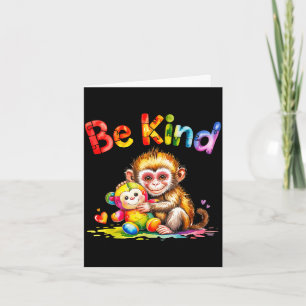 Be kind autism awareness monkey plush hug squad card