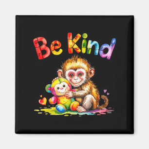 Be kind autism awareness monkey plush hug squad magnet