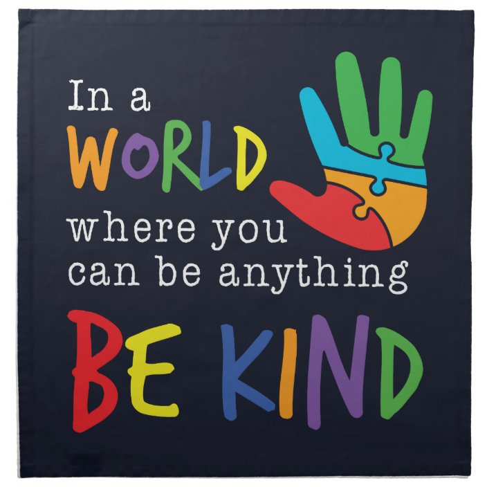 Be Kind Autism Awareness Puzzle Hand Napkin | Zazzle.ca