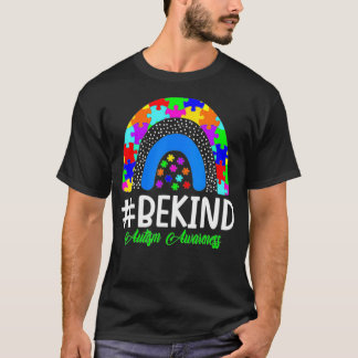 Be Kind Autism Awareness Puzzle Piece Leopard Boho T-Shirt