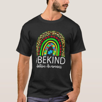 Be Kind Autism Awareness Puzzle Piece Leopard Boho T-Shirt