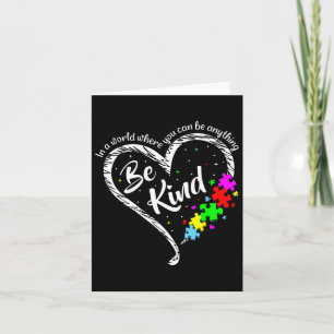 Be Kind Autism Awareness Puzzle Pieces Heart Love Card