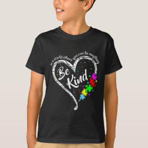 Be Kind Autism Awareness Puzzle Pieces Heart Love T-Shirt