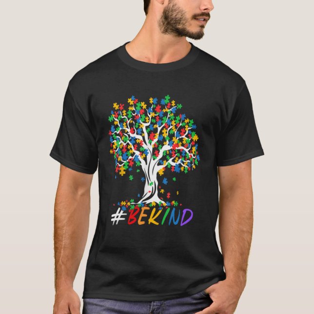 Be Kind Autism Awareness Tree Of Life Autism Aware T-Shirt (Front)