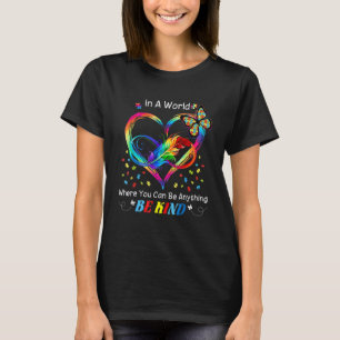 Be Kind Autism Butterfly Puzzle Infinity Heart Fea T-Shirt