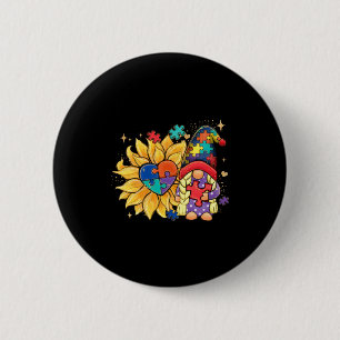 Be Kind Autism Gnomes Sunflower Autism Awareness M 2 Inch Round Button