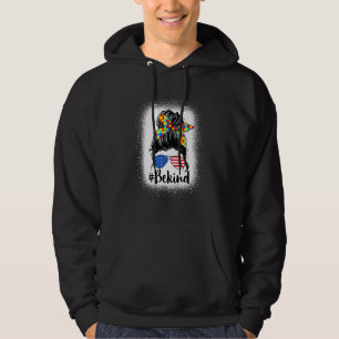 Be Kind Autism Messy Bun American Girls Mother's D Hoodie