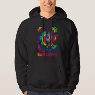 Be Kind Autism Puzzle Pieces Tie Dye Autism Awaren Hoodie