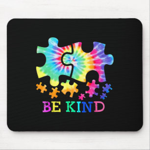 Be Kind Autism Puzzle Pieces Tie Dye Autism Awaren Mouse Pad