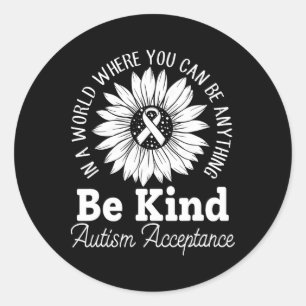Be Kind Autism Red Instead - Acceptance Not Awaren Classic Round Sticker