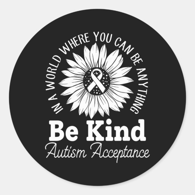 Be Kind Autism Red Instead - Acceptance Not Awaren Classic Round Sticker (Front)