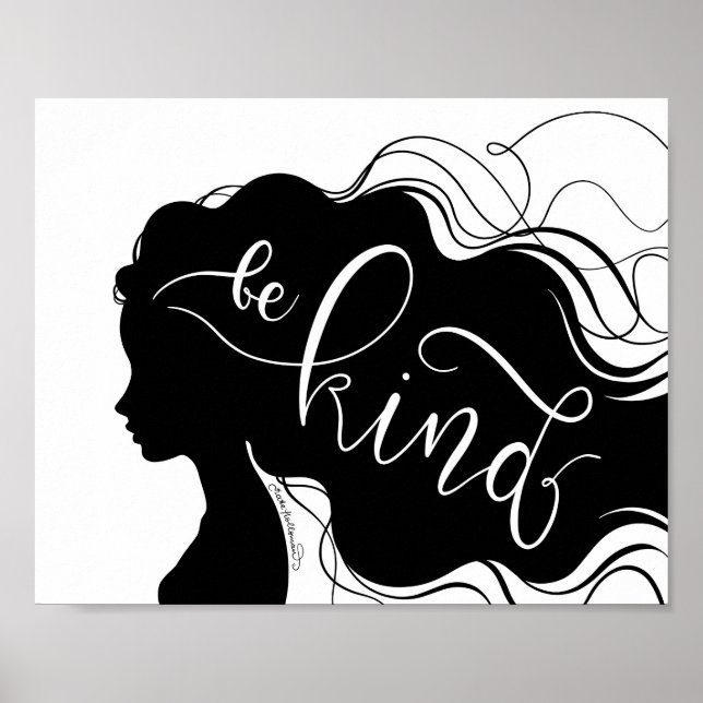 Be Kind - Beautiful Silhouette Portrait Lettering Poster (Front)