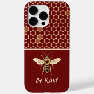 Be Kind Bee and Honeycomb on Burgundy Case-Mate iPhone 14 Pro Max Case