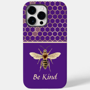 Be Kind Bee and Honeycomb on Purple Case-Mate iPhone 14 Pro Max Case