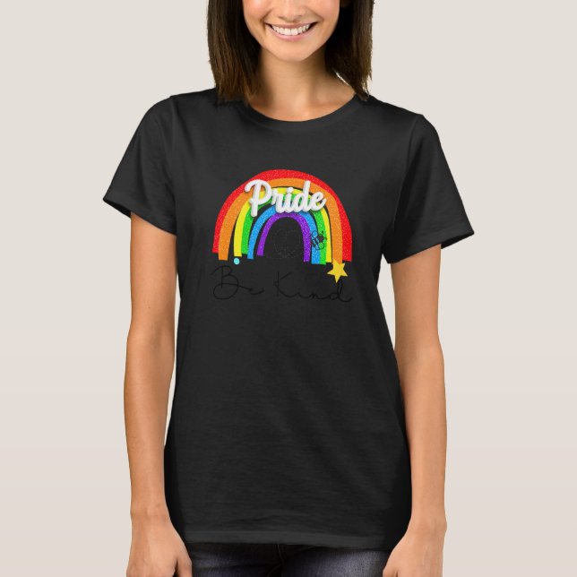 Be Kind Bee Rainbow Lgbtq+ Gay Les Pride Asl T-Shirt (Front)