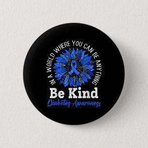 Be Kind Blue Ribbon Sunflower T1d Type 1 Diabetes 2 Inch Round Button