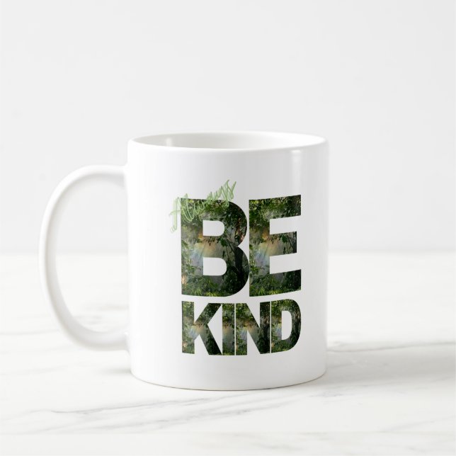 Be kind - bold jungle filled letters mug (Left)