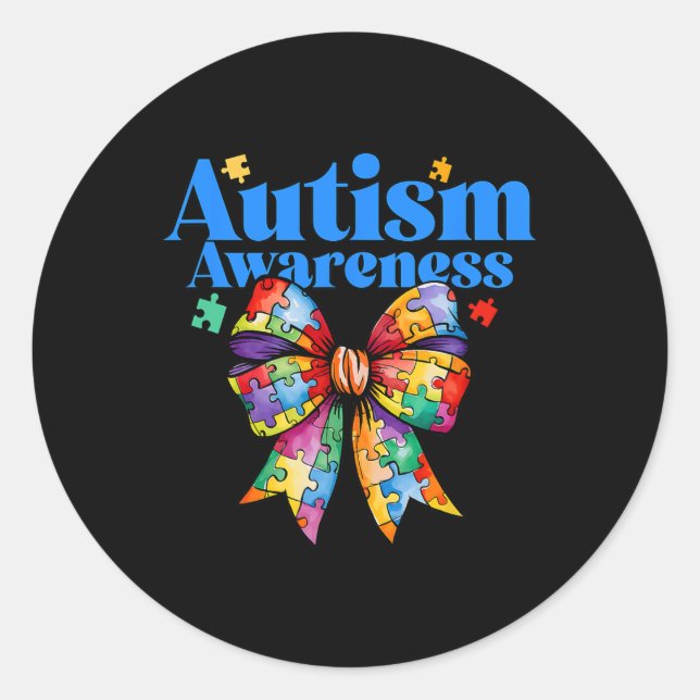 Be Kind Bow Autism Awareness Autism Support Love  Classic Round Sticker (Front)