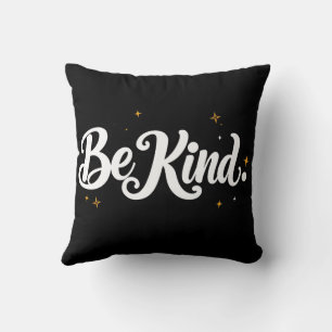 "Be Kind" Calligraphy Tee - Minimalist Black T-shi Throw Pillow