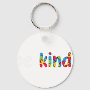 Be Kind Colorful Puzzle Pieces Autism Awareness AD Keychain