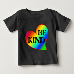 Be Kind Colourful Heart Rainbow Baby T-Shirt