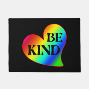 Be Kind Colourful Heart Rainbow Doormat