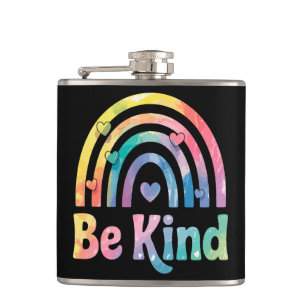 Be Kind Colourful Rainbow – Inspirational Positive Hip Flask