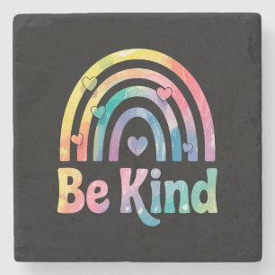 Be Kind Colourful Rainbow – Inspirational Positive Stone Coaster