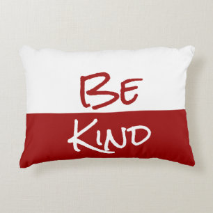 Be Kind, Crimson Red & White Accent Accent Pillow