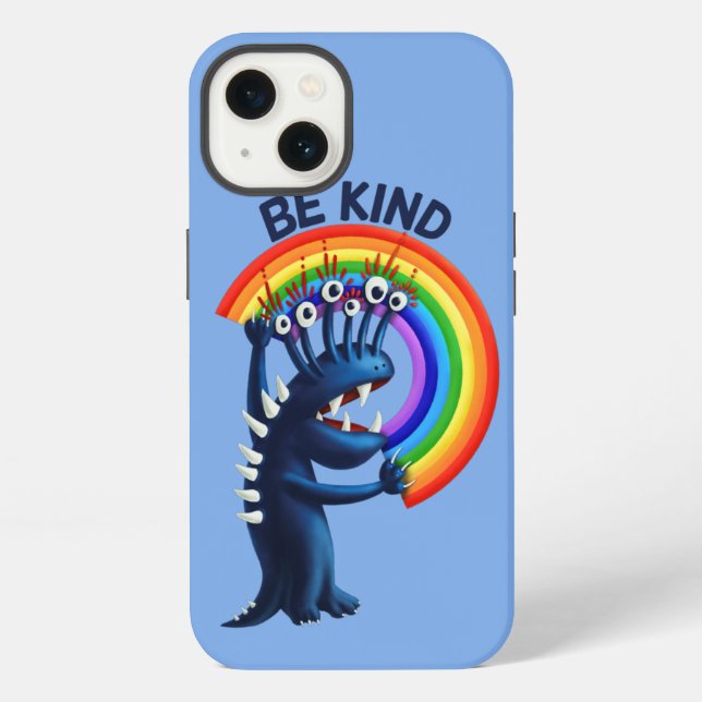 Be Kind - Cute Character Rainbow Positive Message iPhone Case (Back)