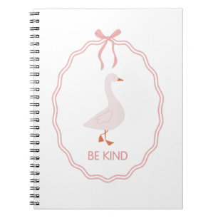 Be Kind Cute Goose with Pink Ribbon Frame Notebook