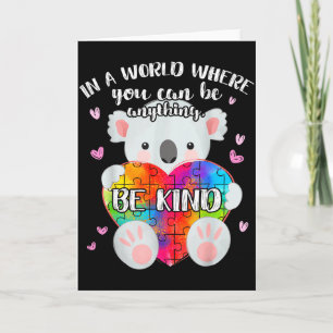 Be Kind Cute Puzzle Koala, Autism Awareness Month  Card